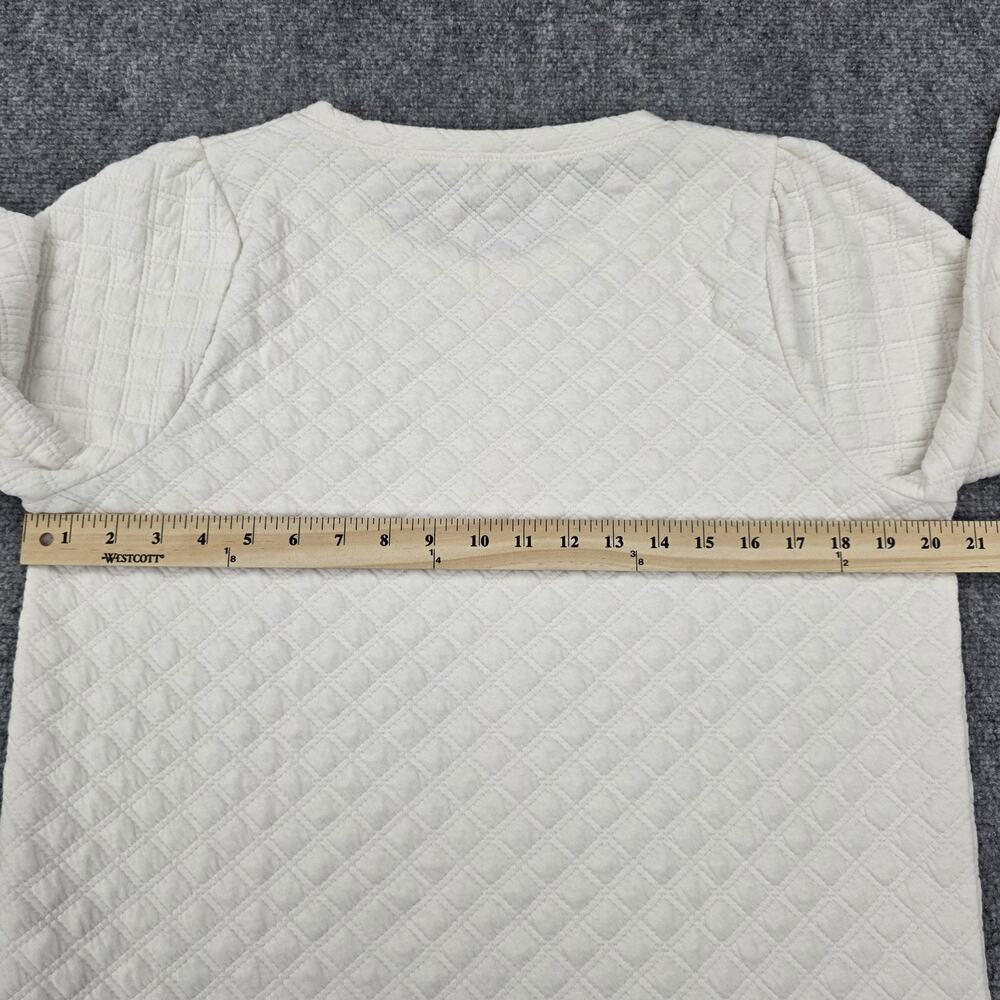 J Crew Sweater Womens Medium Ivory Quilted Pullover Long Sleeve Textured Casual - Picture 5 of 16